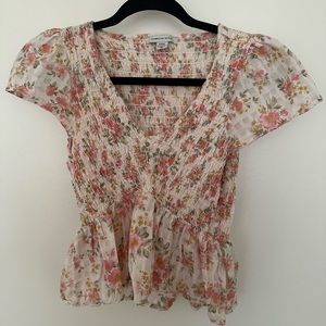 American Eagle Outfitters Women's White and Pink Shirt size small
